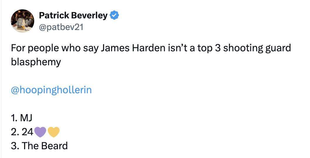九游体育入口-贝弗利：那些说哈登不是联盟前三得分后卫的人简直是亵渎神明